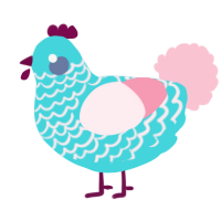 Trans Rights, a aqua and rose chicken with a lace pattern