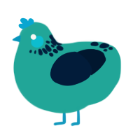 Alisquawk, a turquoise and tumblr chicken with a neck-speckle pattern