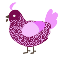 Fairy Lights, a wine and lavender chicken with a double-lace pattern