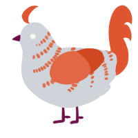 Apeirophobia, a mist and vermilion chicken with a half-bar pattern