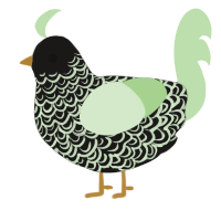 gold, a sable and gluppy chicken with a double-lace pattern