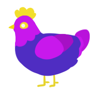 lemonade, a indigo and amethyst chicken with a head pattern