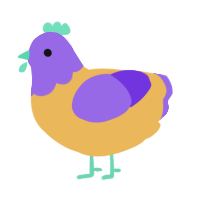 Cadbury, a honey and blurple chicken with a head pattern