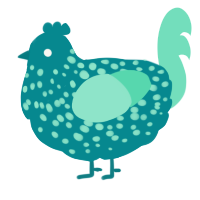 (unnamed), a teal and mint chicken with a speckle pattern