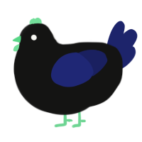 Eclipse, a black and navy chicken