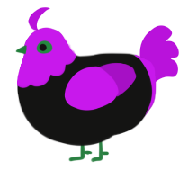Crazy Ass, a black and amethyst chicken with a head pattern