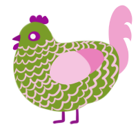 (unnamed), a chartreuse and pink chicken with a lace pattern