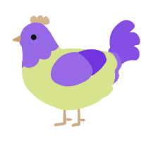 wario, a lemon and blurple chicken with a head pattern