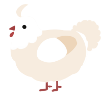 Yogurt, a cream chicken with a head pattern