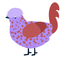 Grorange Soda, a lilac and red chicken with a speckle pattern