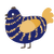 Starry Night, a navy and honey chicken with a bar pattern
