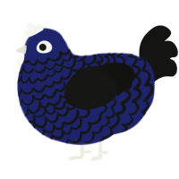 Andante, a navy and black chicken with a lace pattern