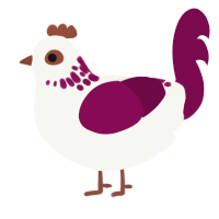 hostess, a white and wine chicken with a neck-speckle pattern