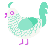 Morning fog, a white and mint chicken with a lace pattern