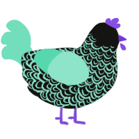 Promise of Rain, a black and mint chicken with a double-lace pattern