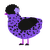 A blurple and black chicken with a speckle pattern