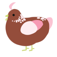 Rock, a russet and rose chicken with a neck-speckle pattern