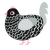 A black and silver chicken with a lace pattern