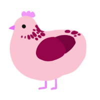 blink twice for help, a rose and maroon chicken with a neck-speckle pattern