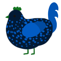 Abyss, a tumblr and ultramarine chicken with a speckle pattern