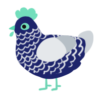 wave of ocean foam, a navy and mist chicken with a lace pattern