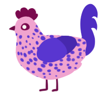 (unnamed), a pink and indigo chicken with a speckle pattern