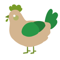 Lucky, a beige and viridian chicken