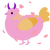 A pink and honey chicken with a neck-speckle pattern