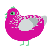 寿桃, a fuchsia and silver chicken with a half-lace pattern