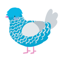 Hyaline, a cerulean and mist chicken with a lace pattern