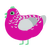 寿桃, a fuchsia and silver chicken with a half-lace pattern