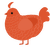 A vermilion chicken with a lace pattern