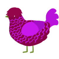 Menace, a maroon and amethyst chicken with a lace pattern