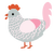 Goose, a silver and rose chicken with a lace pattern