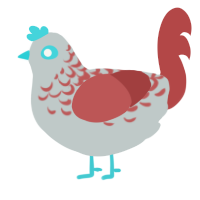 Bevac, a silver and red chicken with a half-lace pattern