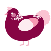 A maroon and rose chicken with a neck-speckle pattern