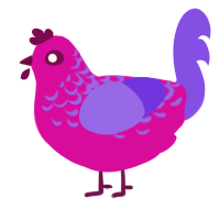 Heartburn, a fuchsia and blurple chicken with a half-lace pattern