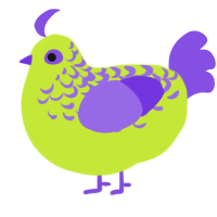 Limeade, a lime and blurple chicken with a half-lace pattern