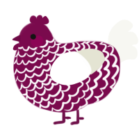 A wine and white chicken with a lace pattern