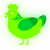 Astatine, a grass and viridian chicken with a neck-speckle pattern