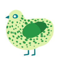 pear, a apple and viridian chicken with a speckle pattern