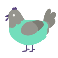 ophelia, a mint and ash chicken with a head pattern