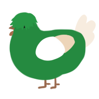 Moop, a viridian and cream chicken