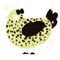 林檎, a lemon and black chicken with a speckle pattern