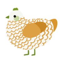 Harvest Moon, a white and orange chicken with a lace pattern