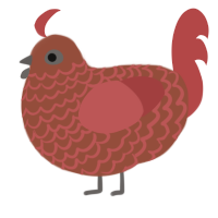 Potato, a russet and red chicken with a lace pattern