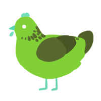 mitochondria, a grass and olive chicken with a neck-speckle pattern