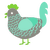 Roostus, a ash and mint chicken with a lace pattern