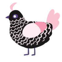 pastel goth, a sable and rose chicken with a lace pattern