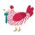 Asuka R Kreutz, a white and crimson chicken with a lace pattern